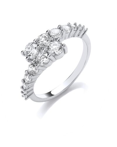 Jewelco London Silver Cz Fancy Crossover Ring Eternity Ring - Gvr964 - White