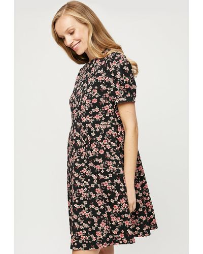 Dorothy Perkins Maternity Floral Short Sleeve T-shirt Dress - Black