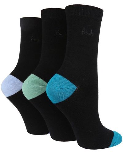 Pringle of Scotland 3 Pair Pack Cotton Rich Contrast Colour Heel And Toe Socks - Black