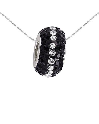 Jewelco London Rhodium-coated Sterling Silver Black & White Crystal Bead Charm