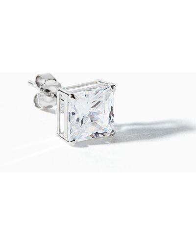 The Fine Collective Cubic Zirconia 6mm Princess Cut Solitaire Single Stud Earring - White