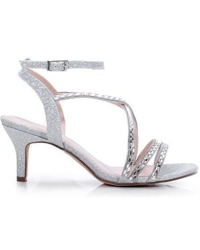 Paradox London Glitter 'hermina' Wide Fit Mid Heel Sandals - White