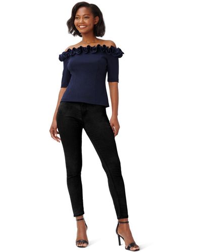Adrianna Papell Crepe Rosette Top - Blue