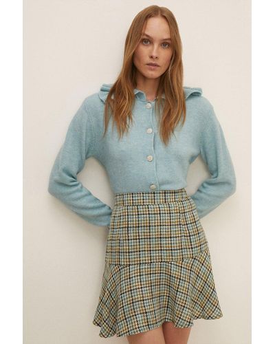 Oasis Flippy Check Tailored Skirt - Blue
