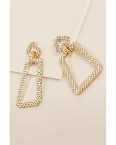 Boohoo Recycled Textured Metal Oversized Earrings - Natural