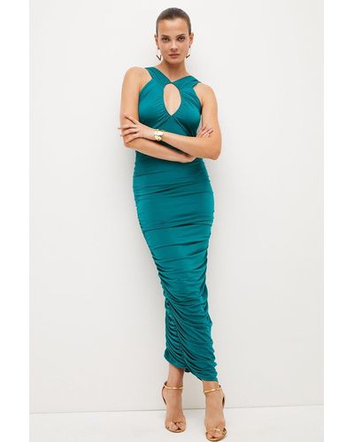 Karen Millen Cut Out Jersey Crepe Midaxi Dress - Blue
