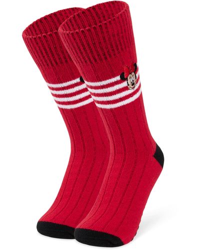 Disney Minnie Long Stripe Socks - Red