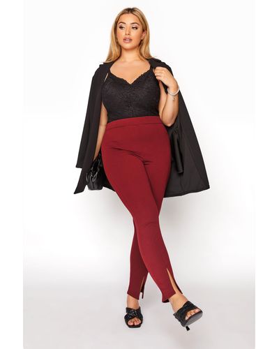 Yours Front Split Trousers - Red