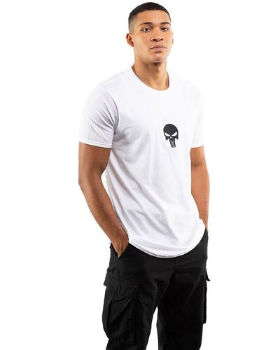 Marvel Punisher Icon Emb Cotton T-shirt - White