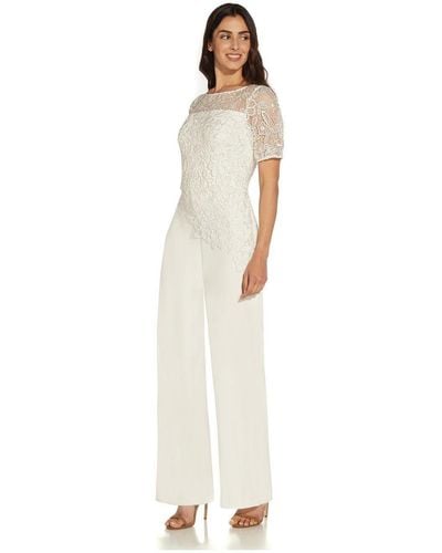 Adrianna Papell Guipure Lace Crepe Jumpsuit - White
