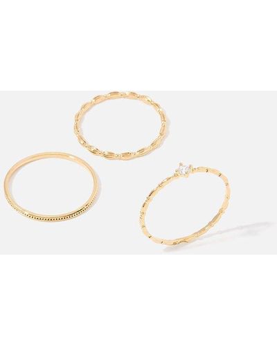 Accessorize Gold-plated Sparkle Delicate Stacking Ring Set - Metallic
