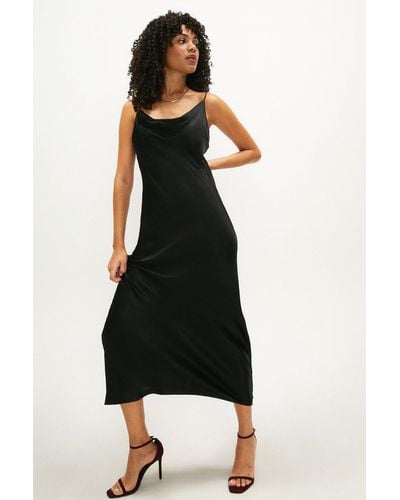 Coast Satin Cowl Neck Midi Dress - Black