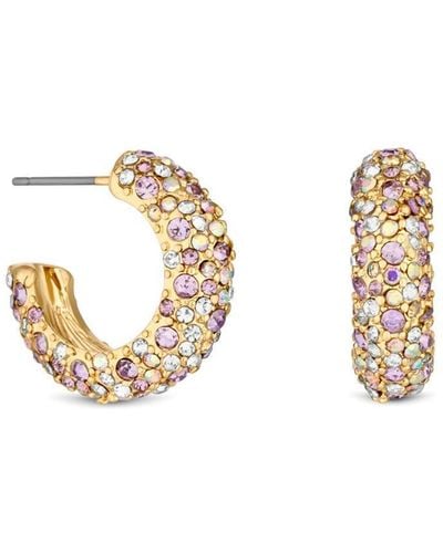 Mood Gold Purple Ombre Crystal Hoop Earrings - Metallic