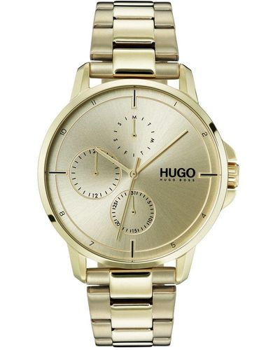 HUGO Focus Gold Ion-plated Steel Fashion Analogue Quartz Watch - 1530026 - Metallic