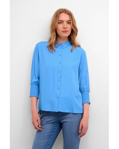 Cream Nola 3/4 Sleeve Shirt - Blue