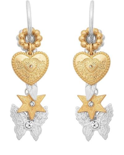 Bibi Bijoux Gold And Silver 'butterfly' Charm Drop Earrings - Metallic