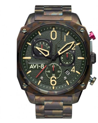 AVI-8 Stainless Steel Classic Analogue Quartz Watch - Av-4052-22 - Green