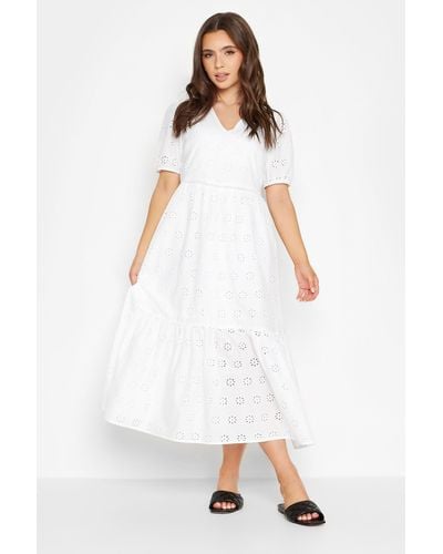 PixieGirl Broderie Short Sleeve Maxi Dress - White