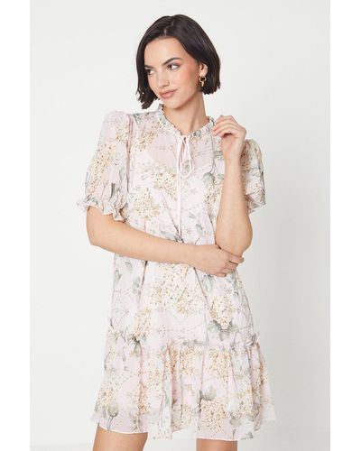 Oasis Occasion Floral Embroidered Smock Dress - White