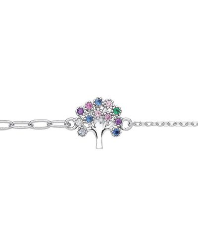 Jewelco London Silver Pastel Tree Of Life Rolo Charm Bracelet - Gvb535 - Blue
