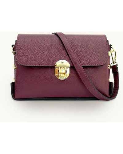 Apatchy London The Bloxsome Plum Leather Crossbody Bag - Purple