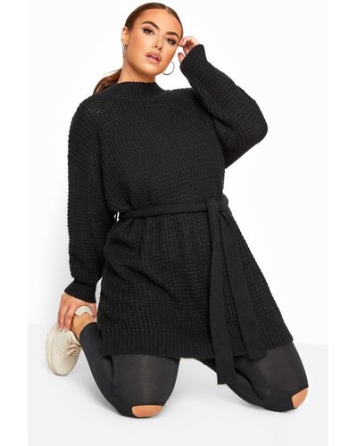 Yours Knitted Tunic Jumper - Black