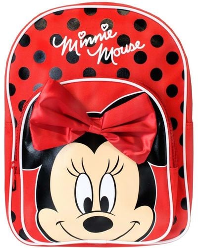 Disney Kids Minnie Mouse Backpack 3d Bow - Red