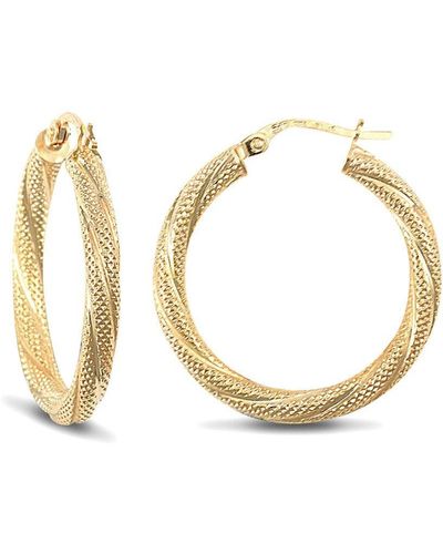 Jewelco London 9ct Gold Snake Skin Twisted 3mm Hoop Earrings 25mm - Jer457c - Metallic