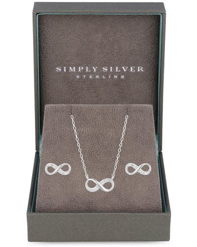 Simply Silver Sterling Silver 925 Infinity Set - Gift Boxed - Grey