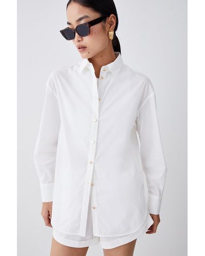 Karen Millen Cotton Button Down Shirt - White