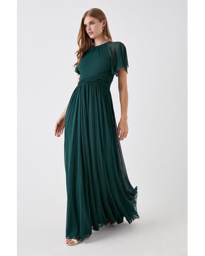 Coast Angel Sleeve Stretch Mesh Bridesmaids Dress - Green