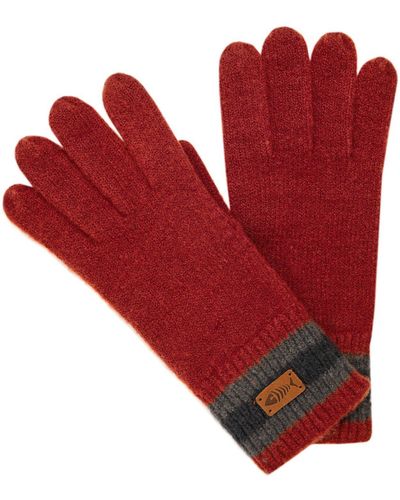 Weird Fish Kodiak Recycled Striped Gloves - Red