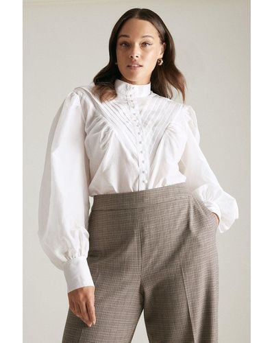 Karen Millen Lydia Millen Plus Size Silk Cotton Woven Blouse - White