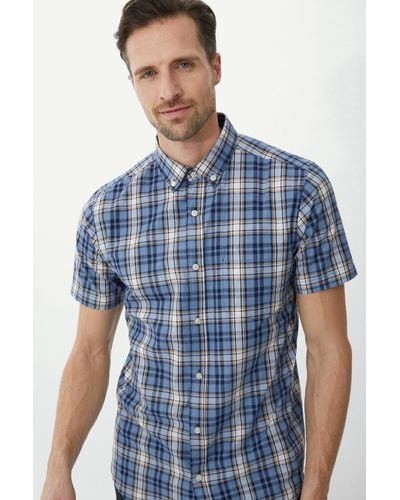 MAINE Bright Multi Check Shirt - Blue
