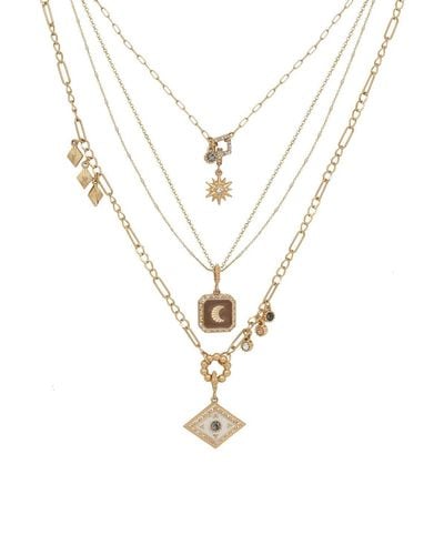 Bibi Bijoux Gold 'solar' Multi Layered Charm Necklace - White