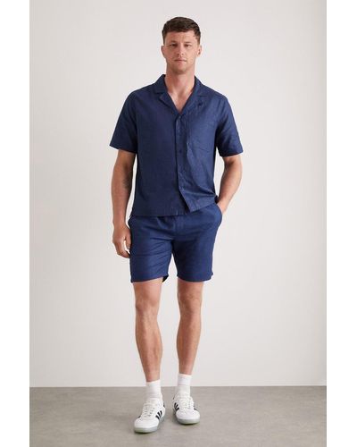 Burton Navy Linen Shorts - Blue