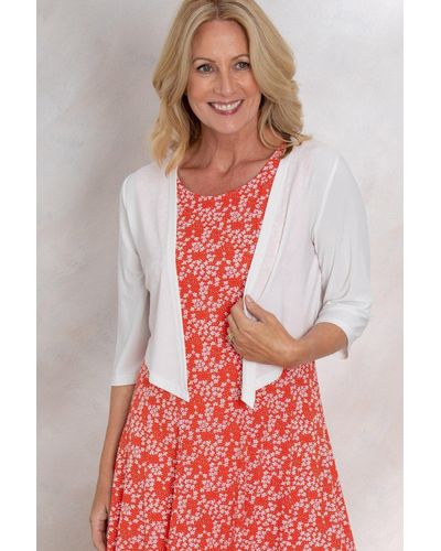 Anna Rose Dainty Floral Jersey Dress And Shrug - Red