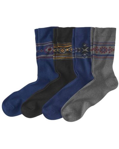 Atlas For Men Patterned Socks (pack Of 4) - Blue