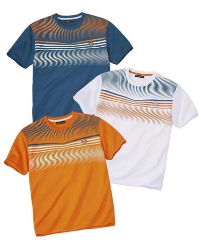 Atlas For Men Printed Sports T-shirt (pack Of 3) - Blue