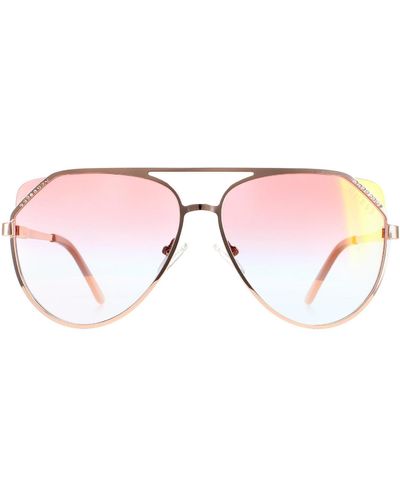 Guess Aviator Shiny Rose Gold Bordeaux Mirror Gf6071 - Brown