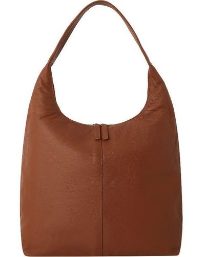 Sostter Camel Large Zip Top Leather Hobo Bag - Bxabd - Brown