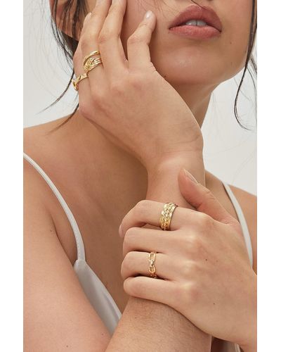 Nasty Gal Recycled Metal Chain 5pc Ring Set - Natural