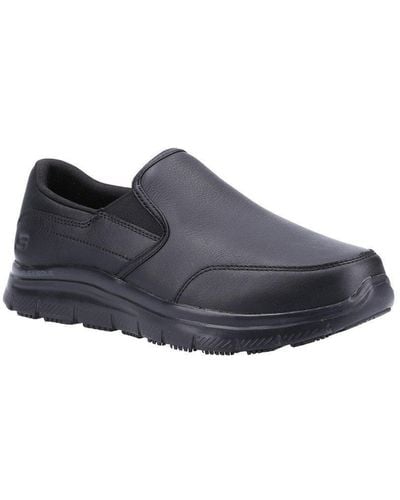 Skechers 'bronwood Wide' Leather Occupational Footwear - Black