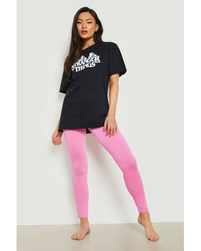 Boohoo Stranger Thing License Pyjama T-shirt & Legging Set - Pink