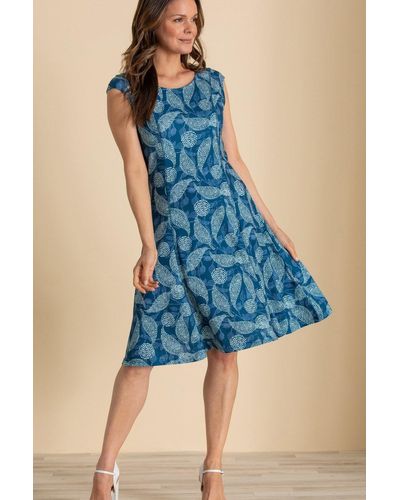 Klass Printed Panelled Jersey Dress - Blue