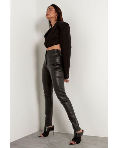 MissPap Premium Leather Skinny Trousers - Black