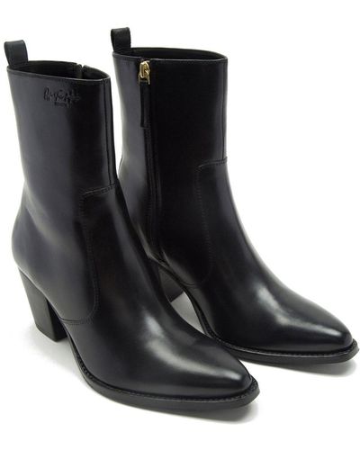 OFF THE HOOK 'tower' High Heel Leather Ankle Boots - Black