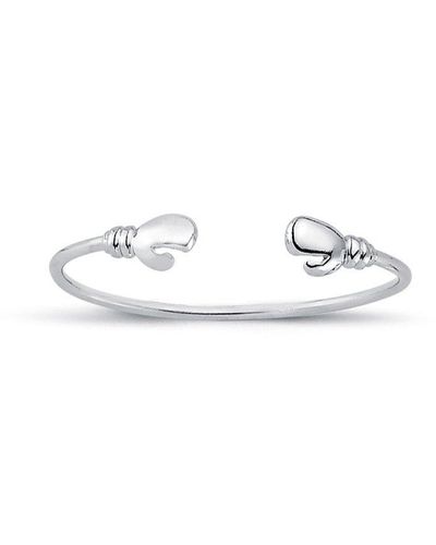 Jewelco London Sterling Silver Boxing Glove Baby Bangle Bracelet 2.5mm - Akb023 - White