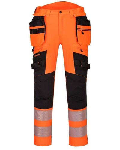 Portwest Dx4 Hi-vis Detachable Holster Pocket Rail Trousers - Orange