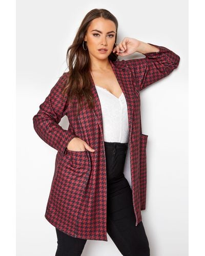 Yours Long Sleeve Printed Blazer - Red